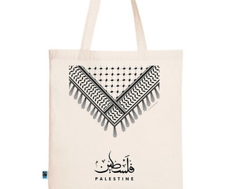 Cloth bag I Palestine I Kuffiyah tote bag I Keffiyeh | Keffiyeh | Arabic calligraphy I Palestine I Palestine bag