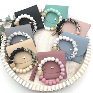 Silicone Beaded Wristlet Keychain Wallet, Personalized Gift