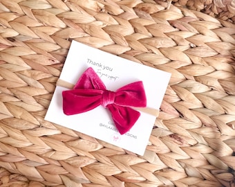 Berry Velvet Hair Bow, Velvet Hair Bows,Baby Headbands ,Toddler Bows, Christmas Hair Bow