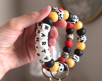 Custom Silicone Bead Wristlet Keychain, Personalized Key Ring Bracelet, Key Ring Bracelet, Gift for her