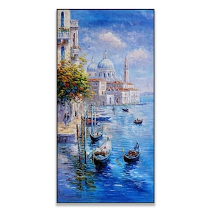 Venetië schilderij, Italiaanse grachtenkunst, muurdecoratie gondel, Venetië stadsgezicht, Europa reiskunst, romantische muurkunst Italië