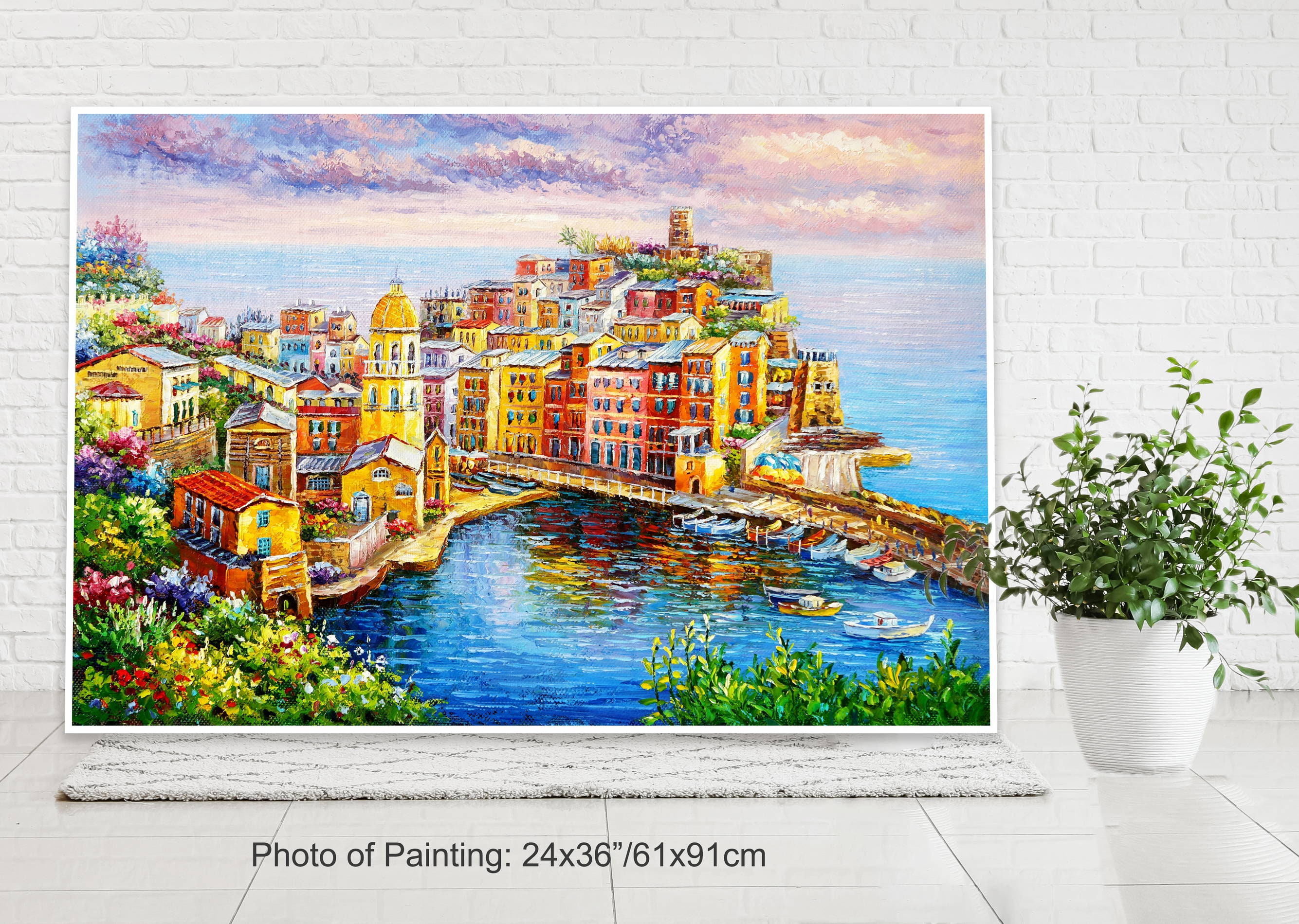 Vernazza Cinque Terre Italy, Original Italian Oil Painting Canvas ...