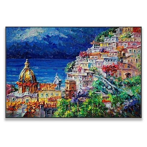 Positano Italy Painting - Colorful Amalfi Coast Wall Art - Italian Seaside Village Original Artwork
