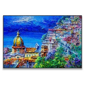 Positano Italy Painting - Vibrant Amalfi Coast Scene - Original Italian Coastal Village Artwork