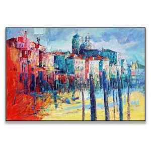 Venice Italy Painting - Colorful Venetian Cityscape Wall Art - Original Italian Artwork