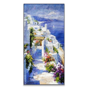 Amalfi Coast Painting | Original Mediterranean Wall Art | White Coast Italian Oil Painting | Mediterranean wall art | Europe travel art