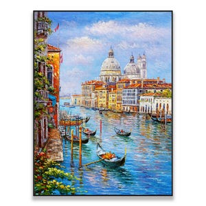 Gondelolieverfschilderij Venetië – Elegante Italiaanse grachtenkunst