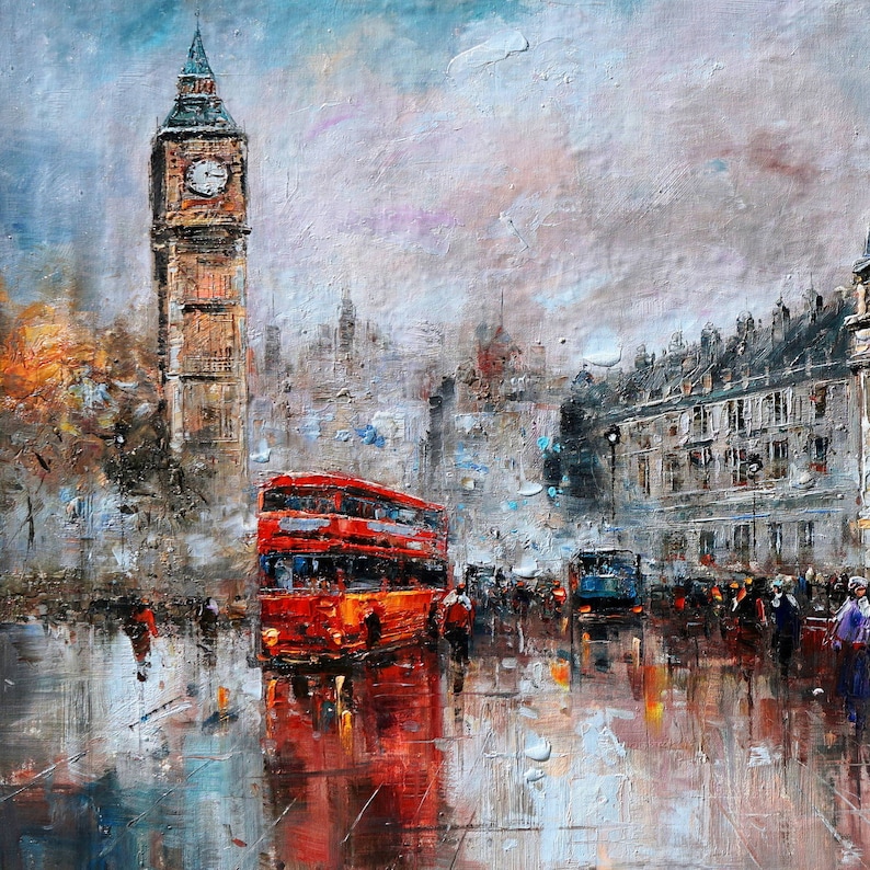 london-cityscape-oil-painting-big-ben-red-buses-autumn-street-scene