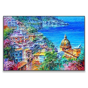 Positano Italy Painting - Colorful Amalfi Coast Village Scene - Original Italian Coastal Artwork