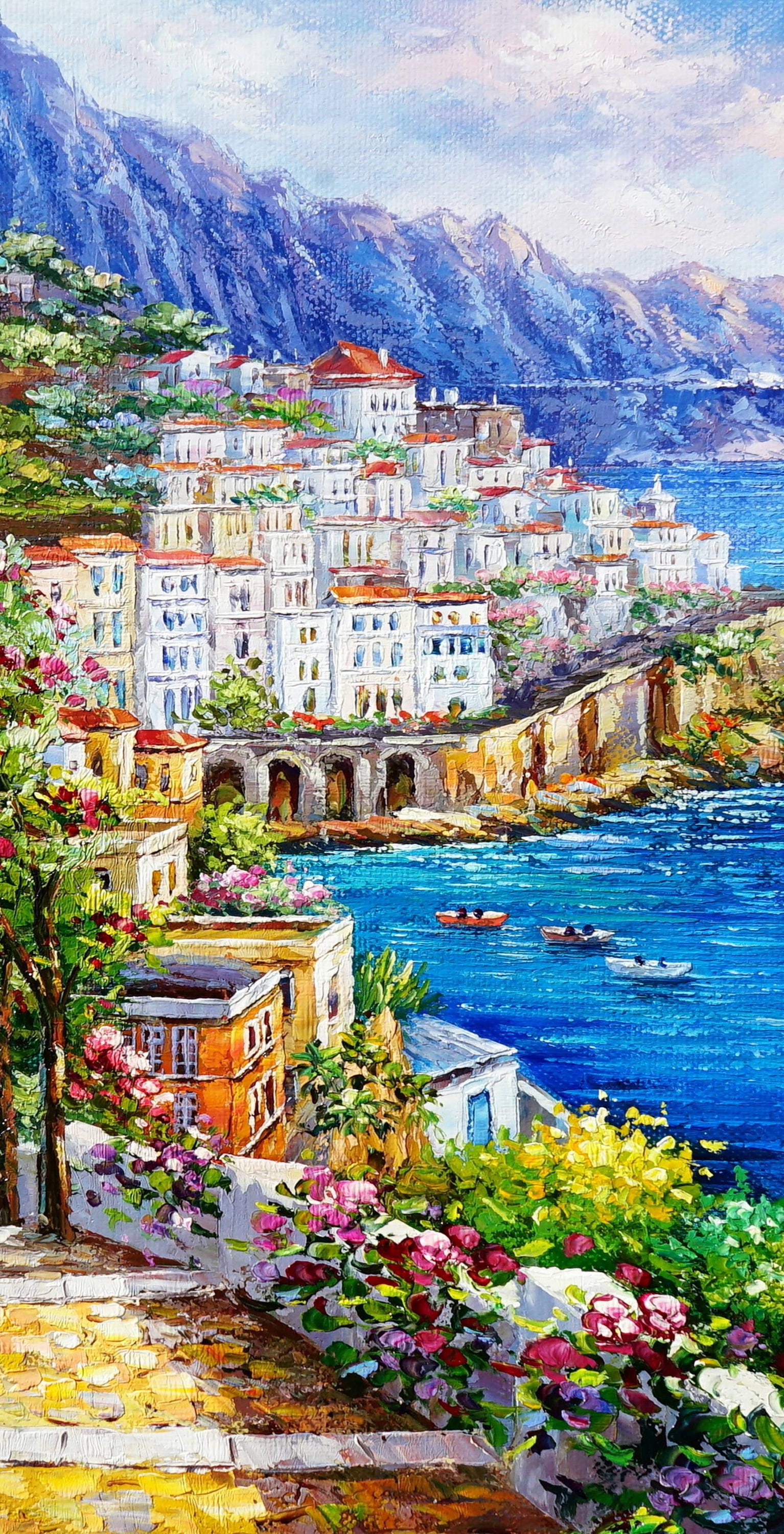 アマルフィ海岸の絵画 手作りのオリジナルイタリアンアート - Etsy 日本