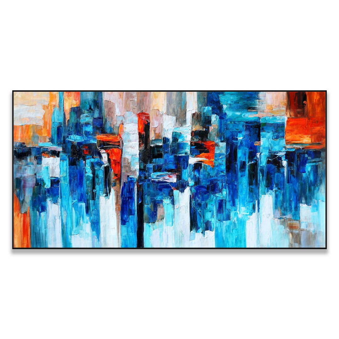 Dynamic Abstract Expressionism Painting With Cool Tones - Etsy