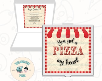 Étiquette de boîte à biscuits pizza Saint-Valentin SVG PNG