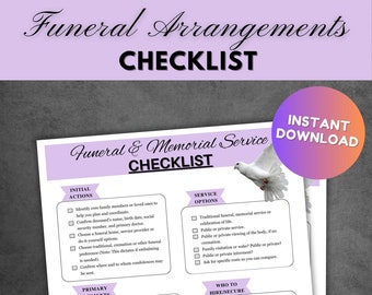 Funeral Arrangements Checklist For Memorial Planning Funeral Program Cremation Service Printable Checklist Military Funeral Planning