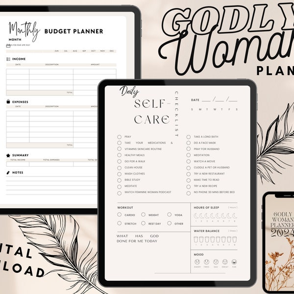 Godly Woman Planner | Self Care Journal PDF