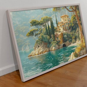 Rendezvous Point, Vintage Mediterranean Print, Saint-Tropez France, French Riviera, Vacation and Travel, Home Decor, Digital Download