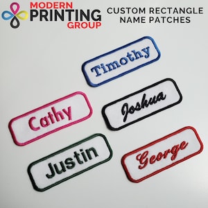 Custom Embroidered Rectangle Name Patches, Uniform Name Tags, Clothing Labels, Fabric Patches, Twill Name Labels for Hats, Sweaters, Shirts