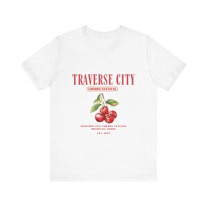 Traverse City Cherry Festival T-Shirt Graphic, Men&#39;s Women&#39;s Soft Cotton Tee, Michigan Cherry Lover Gift, Short Sleeve Unisex Top, Cherry