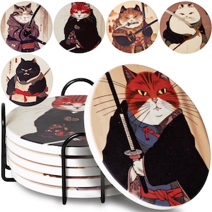 Cat Coasters Home Decor - Ninja Cat Edition