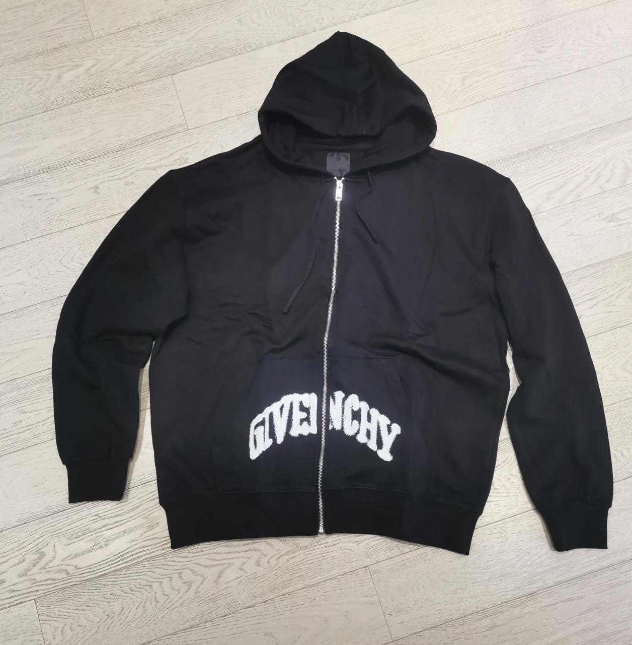 Vintage Givenchy Zip up Hoodie Black Rhinestone Drawing