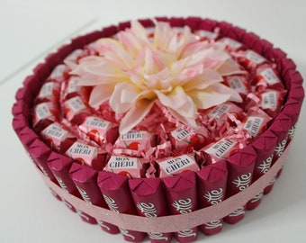 Candy Cake with Mon Cheri and Yogurette; gift cake; Birthday; Gift; Birthday cake; Wedding; Anniversary; Celebration