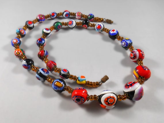 Vintage Colorful Graduated Round Millefiori Bead … - image 1