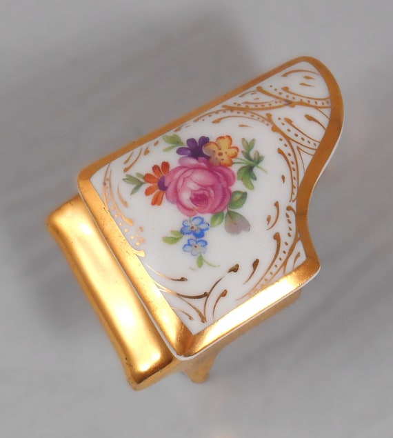 French Vintage Limoges Mini Piano Porcelain Trink… - image 2