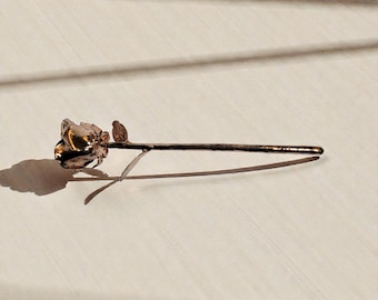Single Rose Gold–Dipped Real Rose | Preserved Natural Rose Plated in Metal | Everlasting Rose with Patina