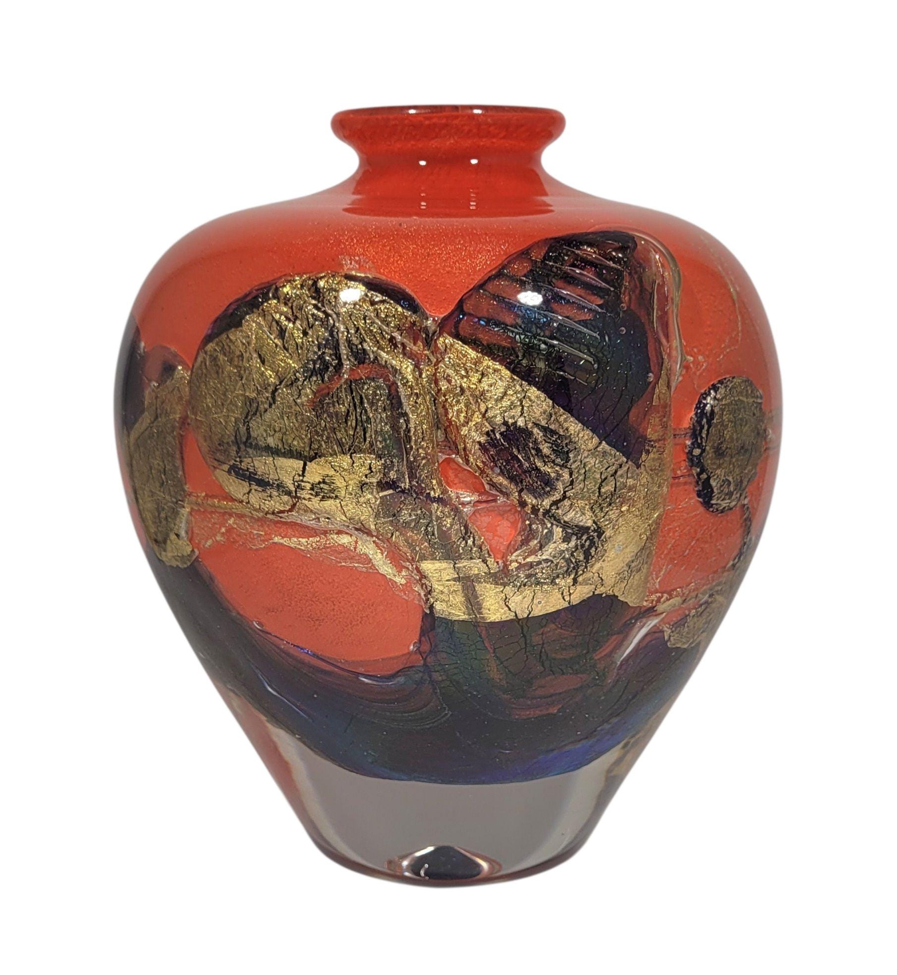 Signed Jean-claude Novaro Studio Art Glass Vase – 1995 Blown Glass