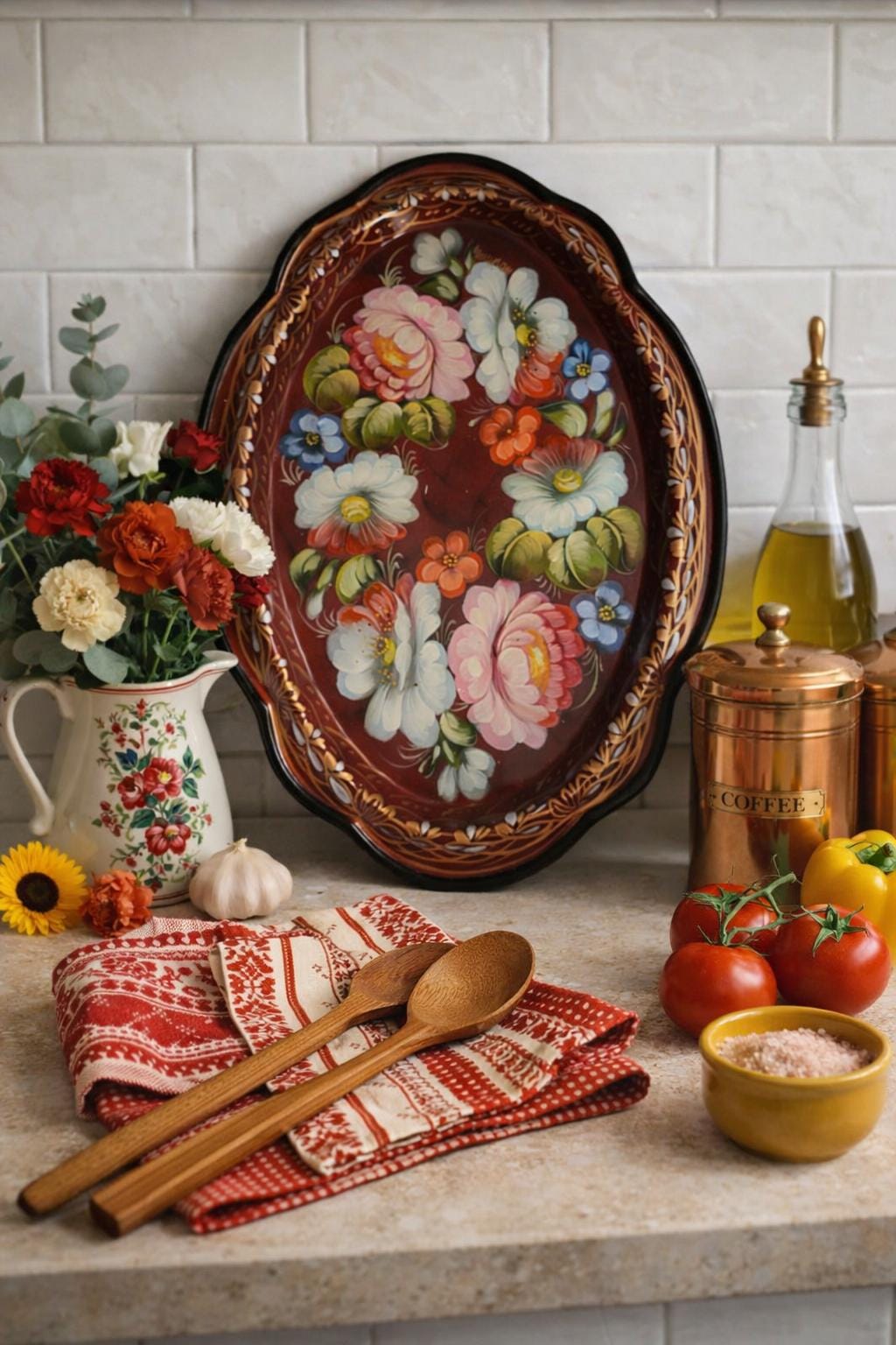 Russian Painted Metal Tray - Etsy