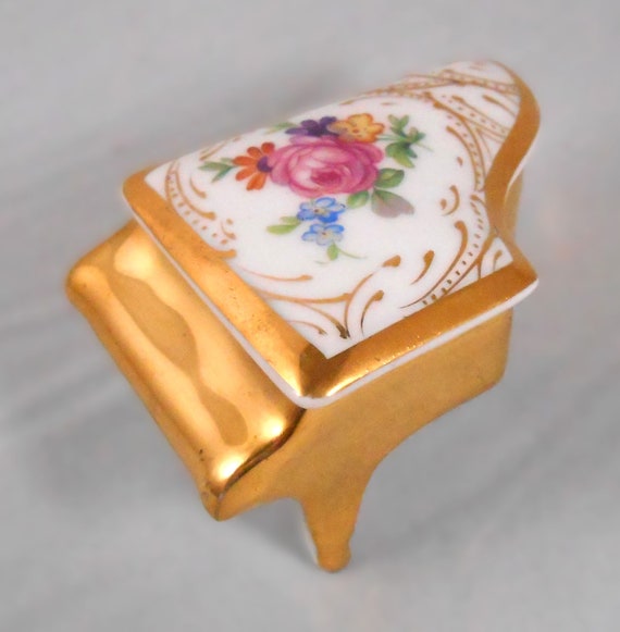 French Vintage Limoges Mini Piano Porcelain Trink… - image 1