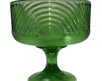 Vintage Green Glass Pedestal Compote Dish by E.O. Brody Co. – MCM Decor