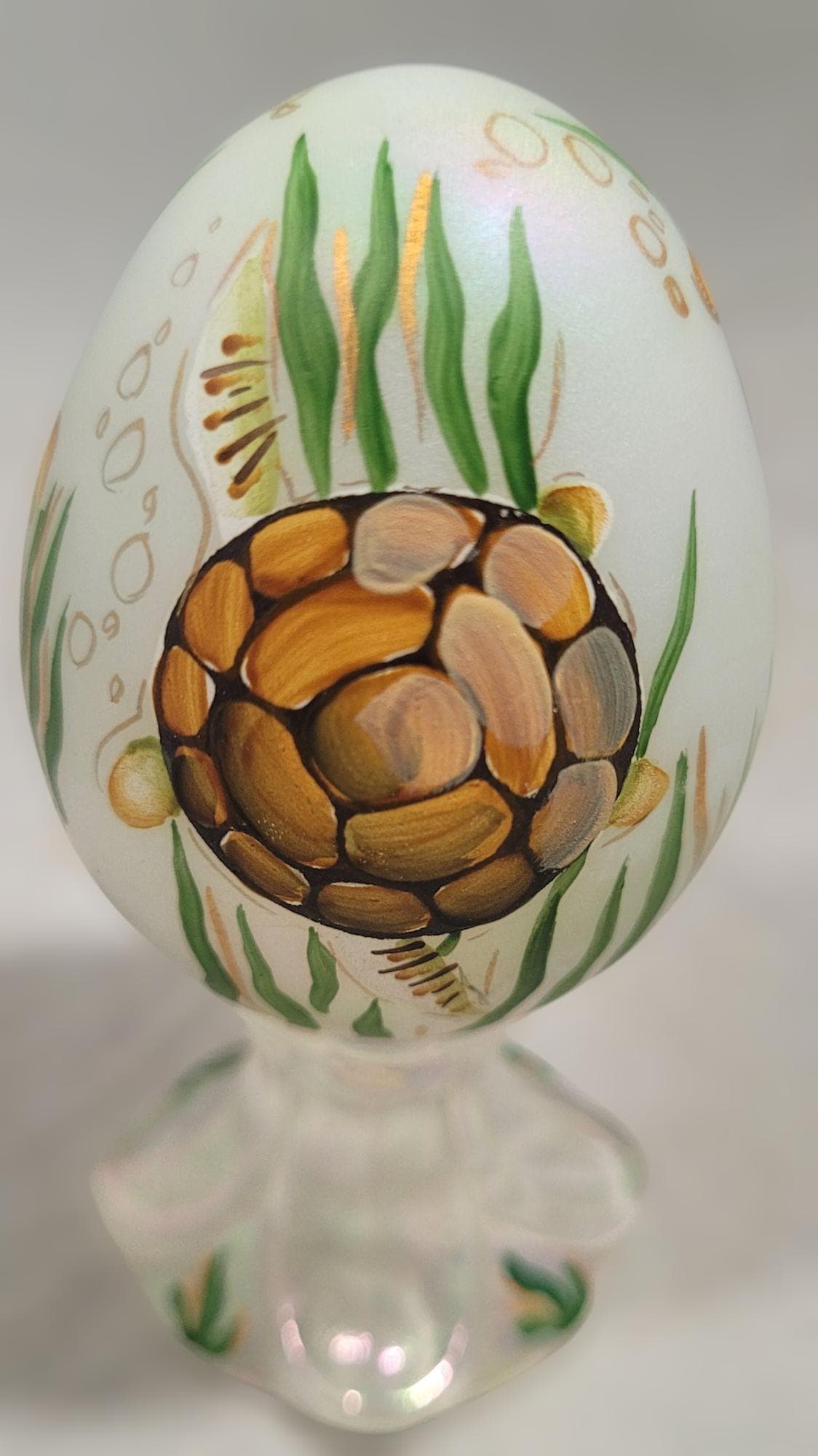 米国フェントン社ウランガラスのイースターエッグ2個（共箱付） 米国