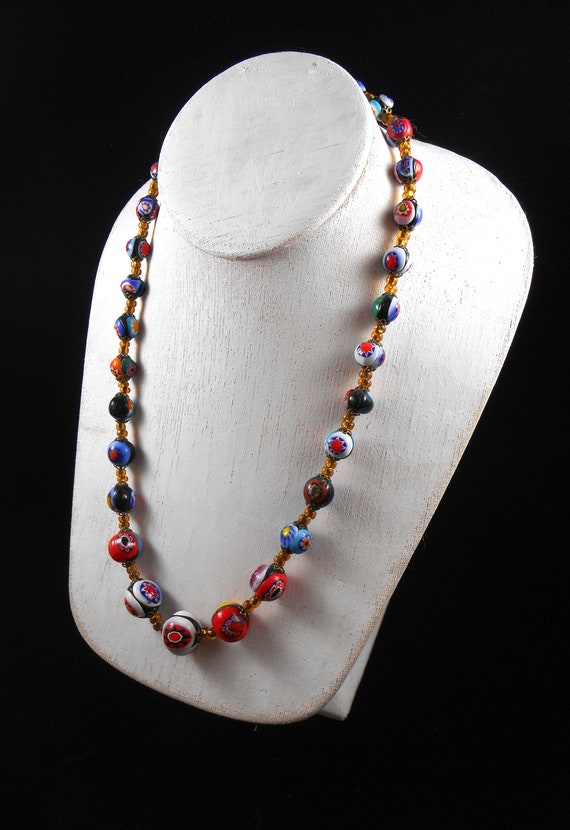 Vintage Colorful Graduated Round Millefiori Bead … - image 2