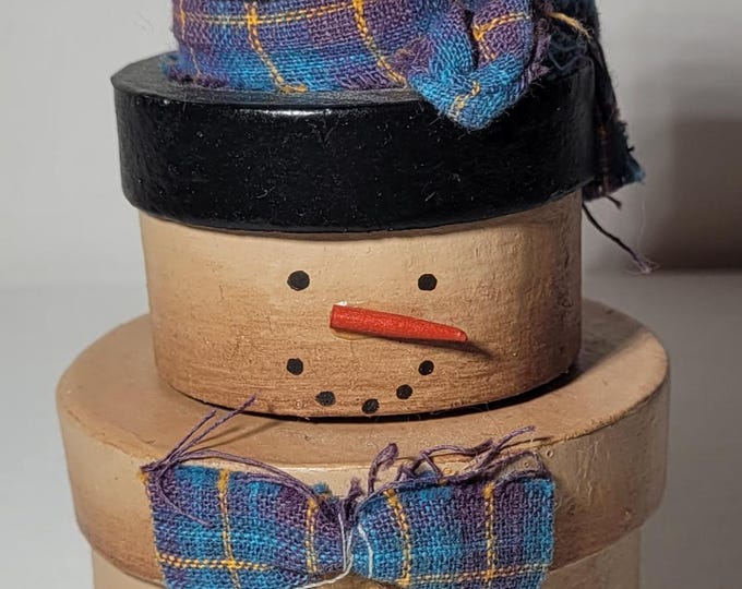 Mini Primitive Nesting Boxes Snowman Rustic Country Winter Decor Etsy