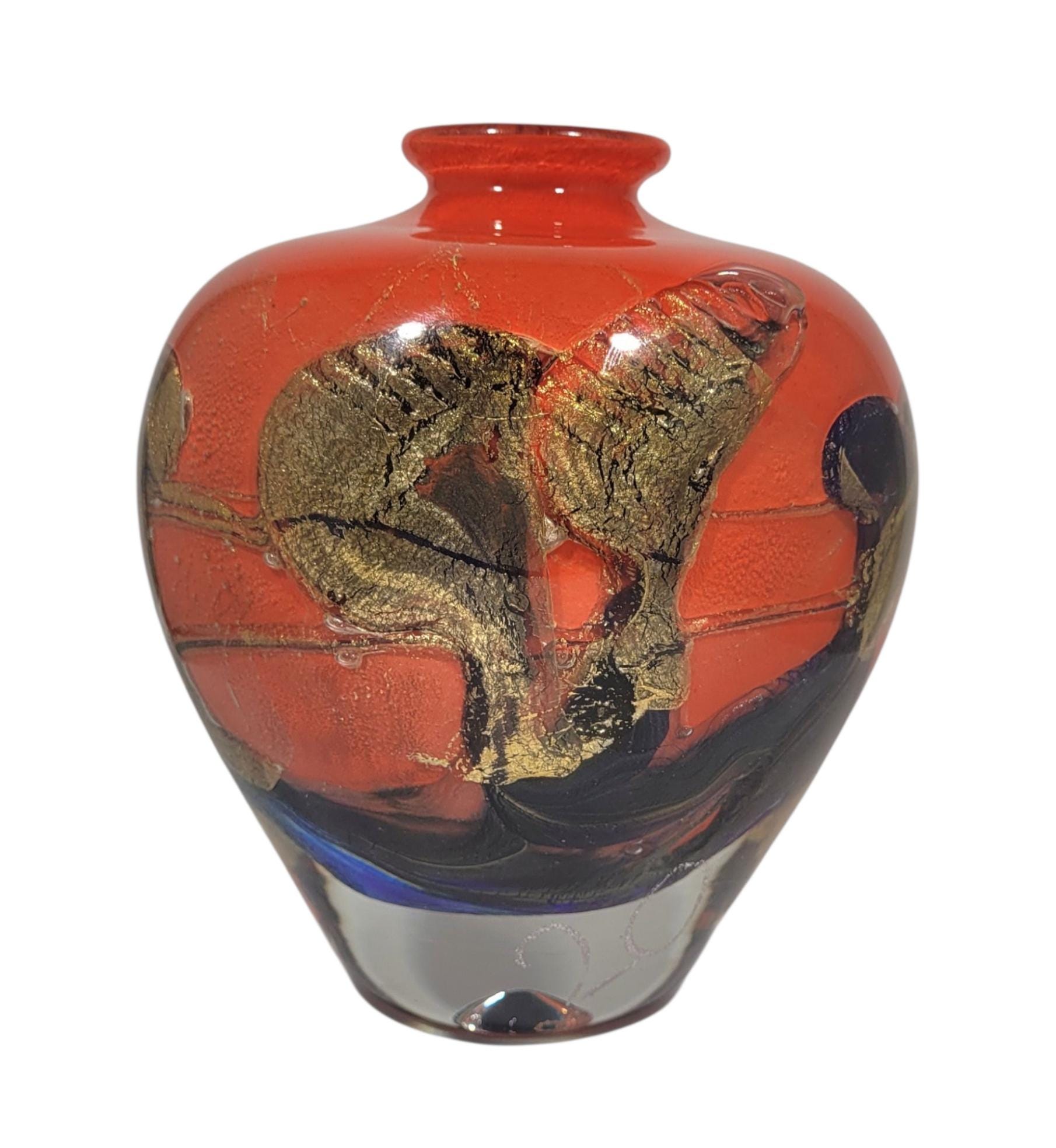 Signed Jean-claude Novaro Studio Art Glass Vase – 1995 Blown Glass