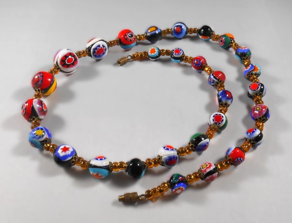 Vintage Colorful Graduated Round Millefiori Bead … - image 5