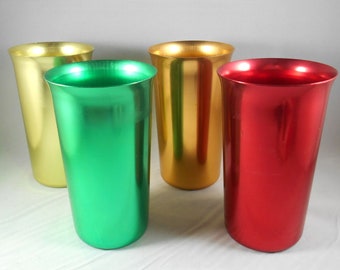 Set of 4 Sunburst Jewel Toned Aluminum Tumblers