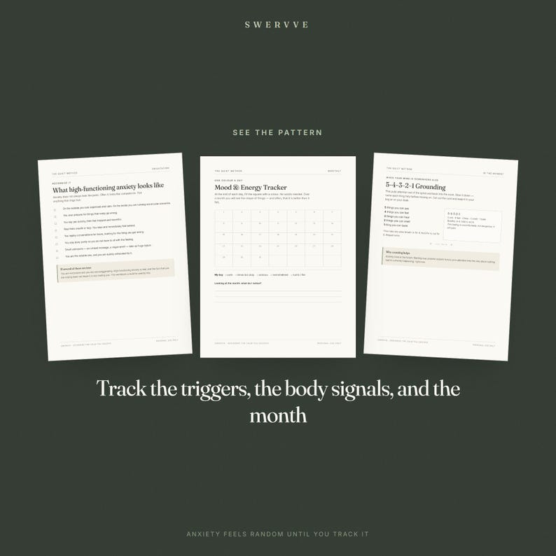 High-Functioning Anxiety Workbook Printable, CBT Anxiety Journal & Overthinking Worksheets, Coping Skills, Trigger Tracker PDF image 5