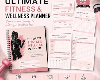Women's Fitness Planner | Workout Log, Weight Tracker & Gym Progress Journal | Printable PDF | Strength and Cardio Training Log
