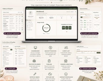 Wedding Planner App | Budget Tracker, Guest List & Seating Chart | Offline HTML Download | Wedding Dashboard for Mac and Windows