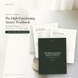 High-Functioning Anxiety Workbook Printable, CBT Anxiety Journal & Overthinking Worksheets, Coping Skills, Trigger Tracker PDF image 1