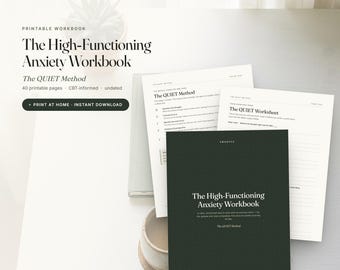 High-Functioning Anxiety Workbook Printable, CBT Anxiety Journal & Overthinking Worksheets, Coping Skills, Trigger Tracker PDF