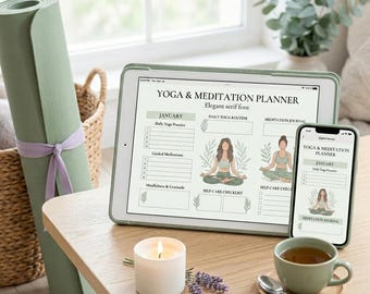 Yoga & Meditation Planner | Daily Practice Tracker, Breathwork Log and Mindfulness Journal | Printable PDF Wellness Planner