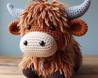 Highland Cow Crochet Pattern , Amigurumi Cow Pattern , Digital Download , English Pdf