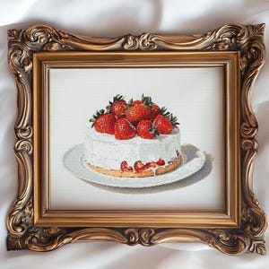 Aardbeientaart / vintage kruissteek / 2 pdf: om af te drukken, patroonhouder + cadeau