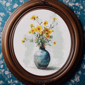Yellow flowers Cross Stitch Pattern: Vintage Floral Design (PDF Download, Pattern Keeper Compatible)
