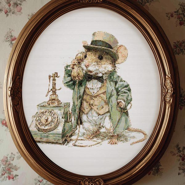 Vintage Mouse Cross Stitch Pattern: Color & B/W Charts (PDF Download, Pattern Keeper Compatible)