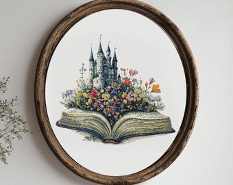 Vintage Castle Book Cross Stitch Pattern: Floral Story (PDF Pattern)