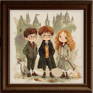 Patrón de punto de cruz de Harry Potter, ilustración vintage (descarga en PDF)