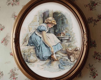 Cinderella Cross Stitch Pattern: Vintage Fairytale Design (PDF Download, Pattern Keeper Compatible